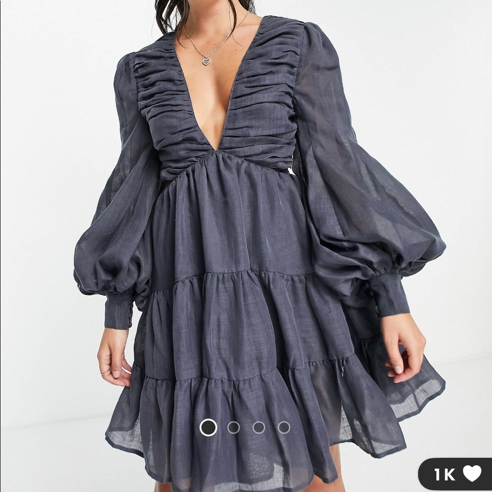 ASOS Design cutout dress with puff sleeves